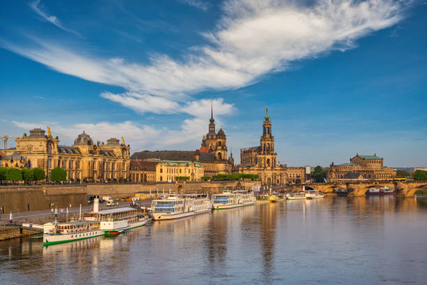 istock Dresden Germany, city skyline at Elbe River 1300963272