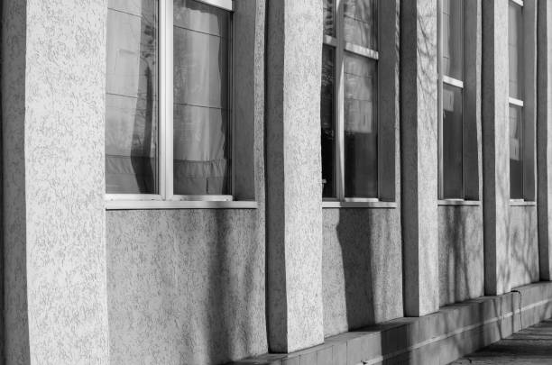 istock Black and white Abstract modern architecture background photo. 1300963858