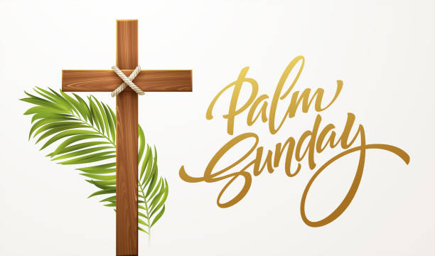 Christian Cross. Congratulations on Palm Sunday, Easter and the Resurrection of Christ. Vector illustration Christian Cross. Congratulations on Palm Sunday, Easter and the Resurrection of Christ. Vector illustration EPS10 humility stock illustrations