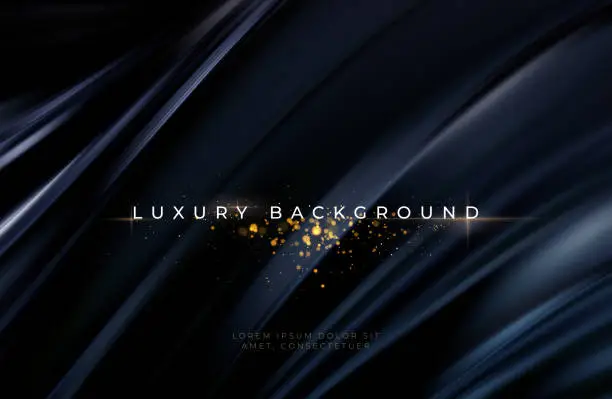 Vector illustration of Black silk flowing wave luxury trendy background. Background for presentation, brochure, booklet, poster. Vector illustration