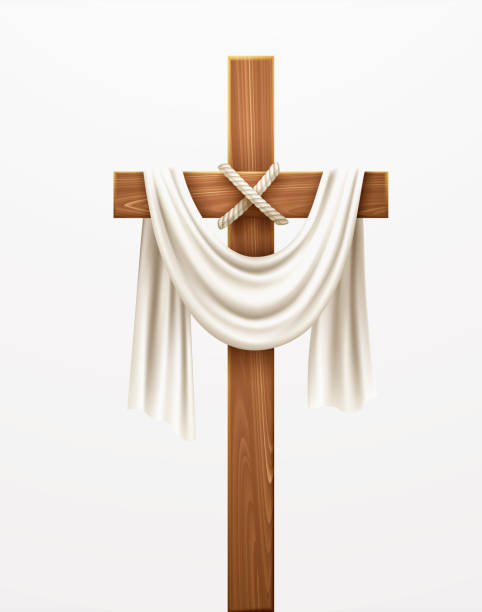 istock Christian Cross. Congratulations on Palm Sunday, Easter and the Resurrection of Christ. Vector illustration 1300965220
