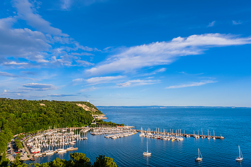 Marina of Sistiana seen from the Rilke trail, a panoramic footpath facing the sea