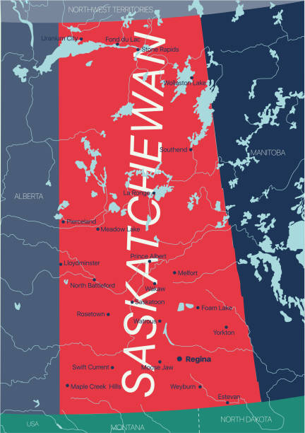 ilustrações, clipart, desenhos animados e ícones de mapa editável vetorial da província de saskatchewan do canadá - saskatchewan
