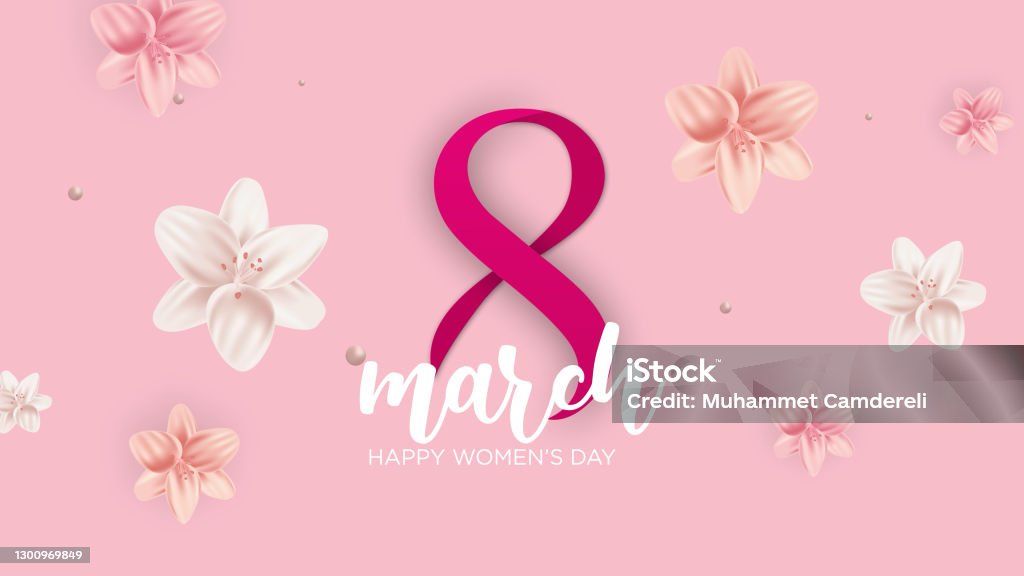 4K 8 March Happy Women's Day Background 8 March, Background 4K Resolution Stock Photo