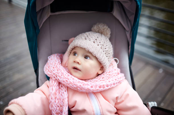 istock Baby in stroller on a walk in autumn park 1300971655