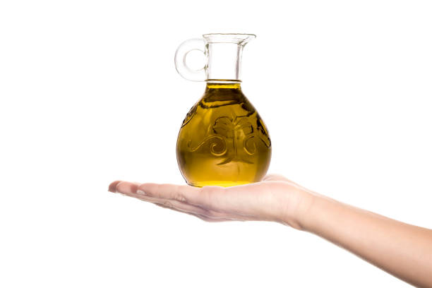 Bottles of different kinds of mediterranean spanish extra olive oil.