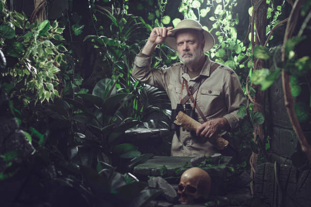 istock Confident vintage style adventurer exploring the jungle 1300973662