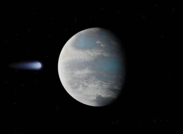 istock Earth-like planet in space with stars and comet. 1300973702
