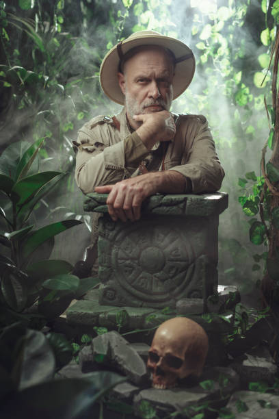 istock Confident vintage style adventurer exploring the jungle 1300974289