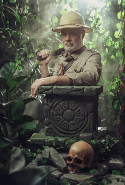 istock Confident vintage style adventurer exploring the jungle 1300974685