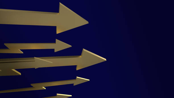 istock The gold arrow on dark blue background 3d rendering. 1300975280