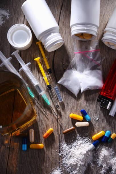 istock Addictive substances, including alcohol, cigarettes and drugs 1300975371