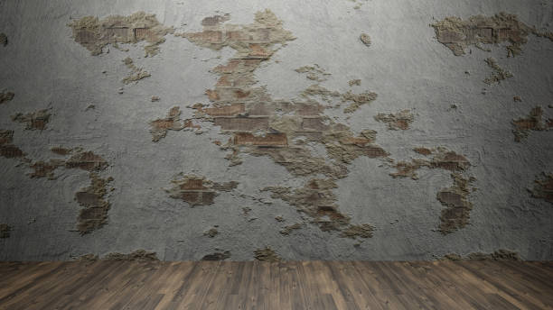 istock The dirty wall and wood floor for background content 3d rendering 1300975421
