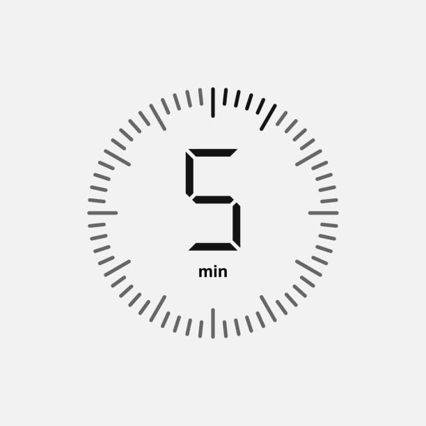 The 5 seconds, minutes stopwatch icon. Clock and watch, timer, countdown symbol. UI. Web. Logo. Sign. Flat design. App. Stock vector. The 5 seconds, minutes stopwatch icon. Clock and watch, timer, countdown symbol. UI. Web. Logo. Sign. Flat design. App. Stock vector. five minutes stock illustrations