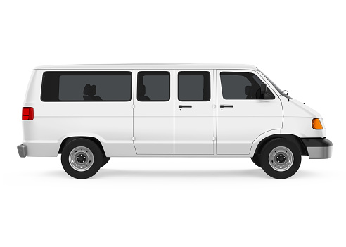 White Minibus isolated on white background. 3D render