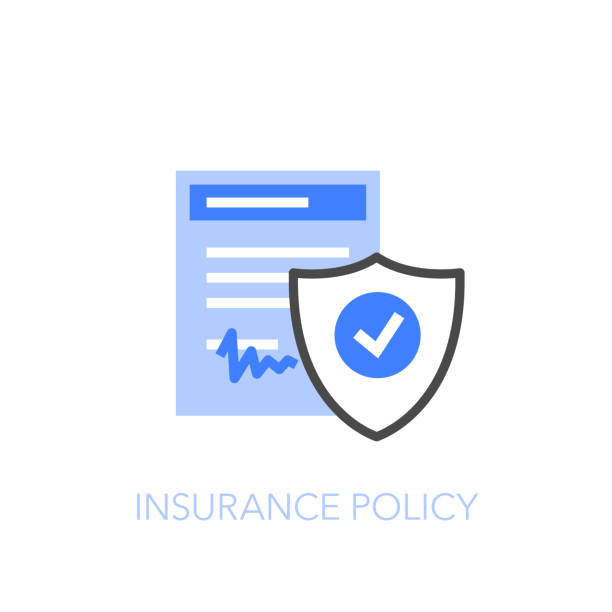 Insurance policy symbol with a signed document and a protective shield Insurance policy symbol with a signed document and a protective shield. Easy to use for your website or presentation. insurer stock illustrations