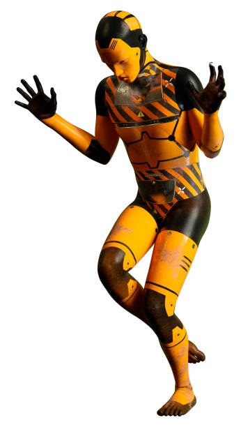istock 3D illustration male robot on white 1300980299