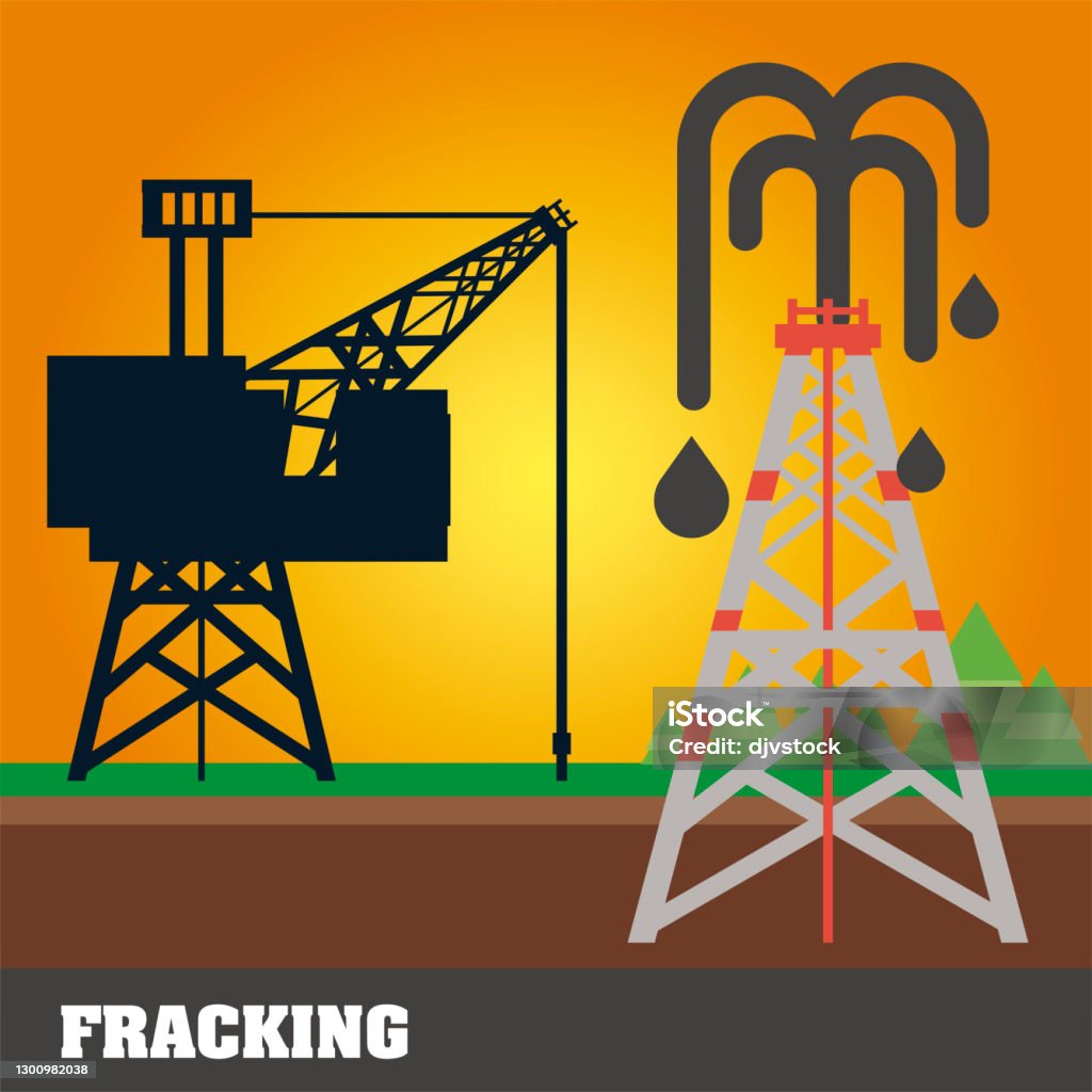 Fracking Rig Outline Fracking Refinery Tower Oil Rig Extraction And Production Stock ...