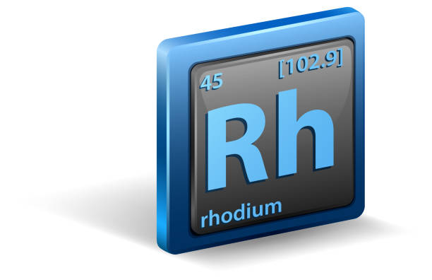 Rhodium chemical element. Chemical symbol with atomic number and atomic mass. Rhodium chemical element. Chemical symbol with atomic number and atomic mass. illustration valence drôme stock illustrations