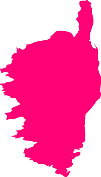 illustrazioni stock, clip art, cartoni animati e icone di tendenza di mappa rosa della corsica - ajaccio