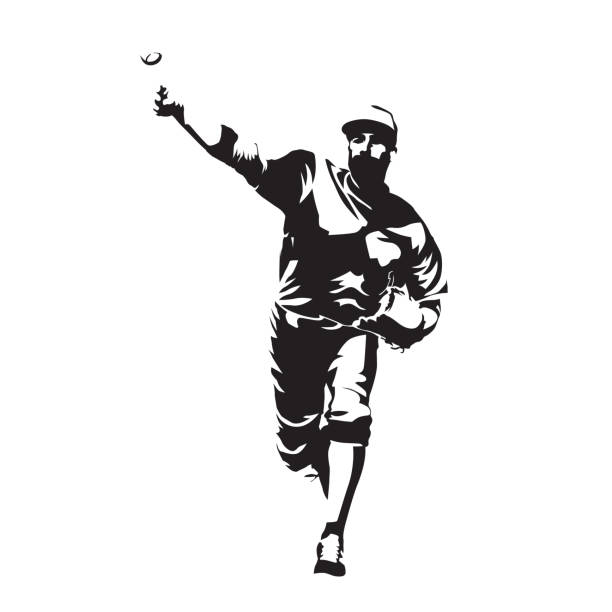 投手球、野球選手、抽象的なベクトルシルエット - baseballs baseball silhouette baseball player点のイラスト素材／クリップアート素材／マンガ素材／アイコン素材