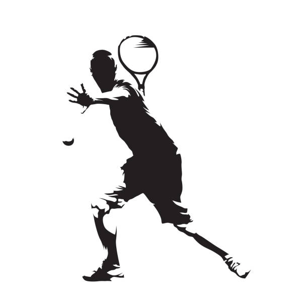 illustrations, cliparts, dessins animés et icônes de joueur de tennis, silhouette abstraite d’isolement de vecteur - tennis