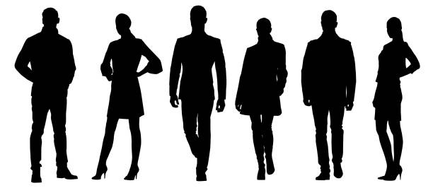 Set of businesmen vector silhouettes, group of men and women in formal dress Set of businesmen vector silhouettes, group of men and women in formal dress 'formal dress' stock illustrations