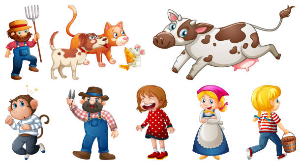 Set of different nursery rhyme character isolated on white background Set of different nursery rhyme character isolated on white background illustration nursery rhyme clip art stock illustrations