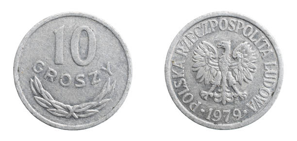 istock Polish ten groszy coin on a white isolated background 1300988433