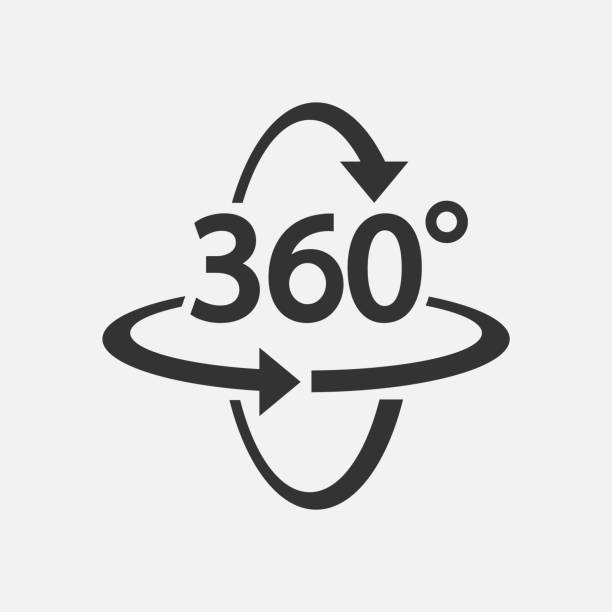 ilustraciones, imágenes clip art, dibujos animados e iconos de stock de icono 360. símbolo de vista de 360 grados. ilustración vectorial. eps - sign symbol communication arrow sign
