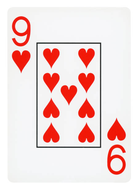 Nine Of Hearts playing card - Isolated (clipping path included)