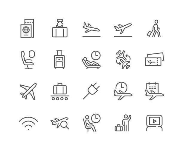 라인 공항 아이콘 - symbol computer icon icon set entertainment stock illustrations