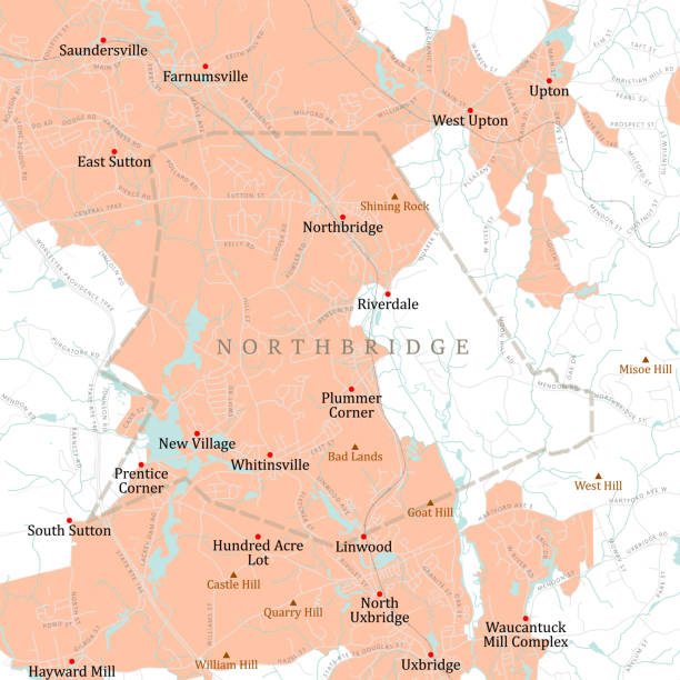 MA Worcester Northbridge Vector Road Map MA Worcester Northbridge Vector Road Map. All source data is in the public domain. U.S. Census Bureau Census Tiger. Used Layers: areawater, linearwater, roads, rails, cousub, pointlm, uac10. melbourne street map stock illustrations