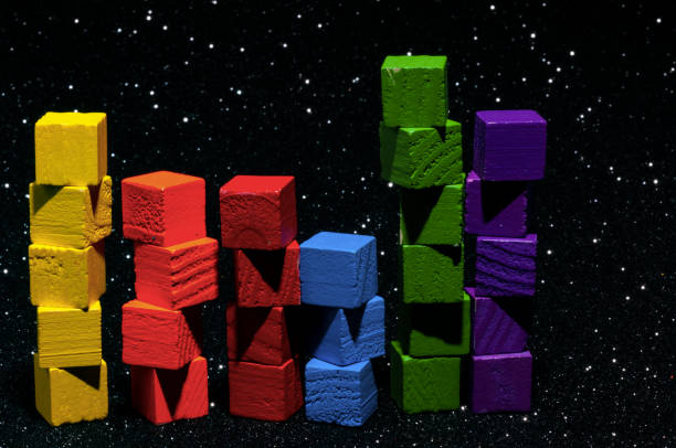 istock Wooden block columns in the outer space 1301000732