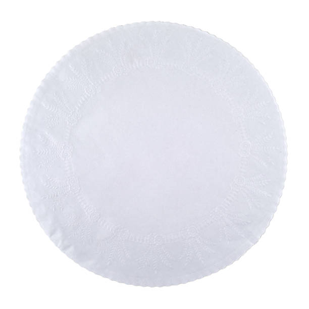 istock Round white doily isolated on white background, copy space. Clipping path 1301002355