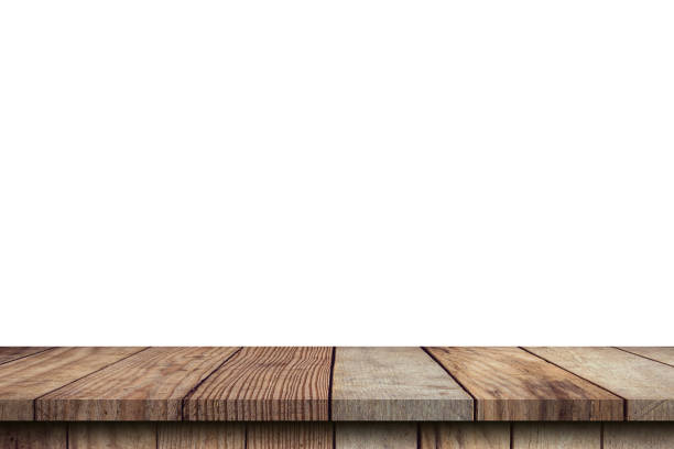 istock Empty wood table on isolate white background and display montage with copy space for product. 1301004387