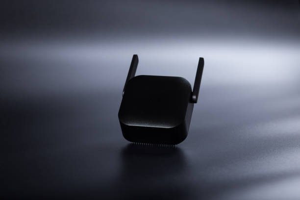 Amplifier of wifi cover. Network amplifier on black