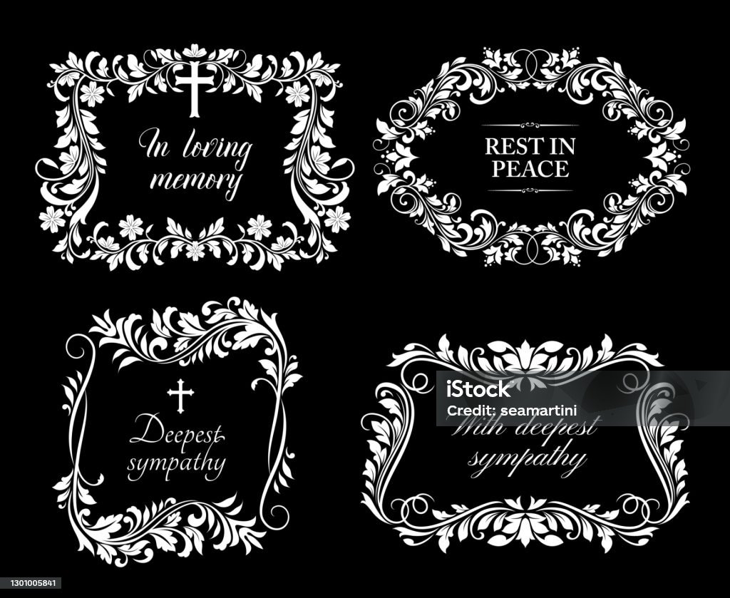 Rectangular Funeral Frame Funeral Vector Frame Or Border With Floral Decor Stock Illustration ...
