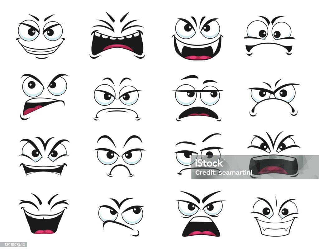 Cartoon Face Expression Isolated Vector Icons Set Stock Illustration -  Download Image Now - Mouth, Cartoon, Eye - iStock
