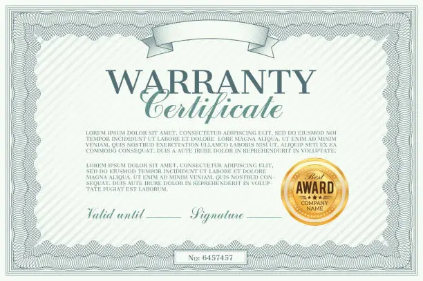 Vector illustration of Warranty certificate template, quality guarantee