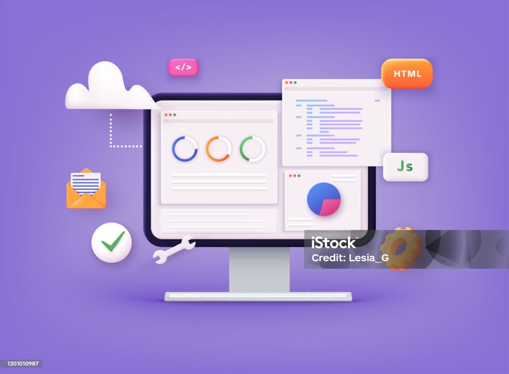 Website Programming And Coding Web Development And Coding 3d Vector ...