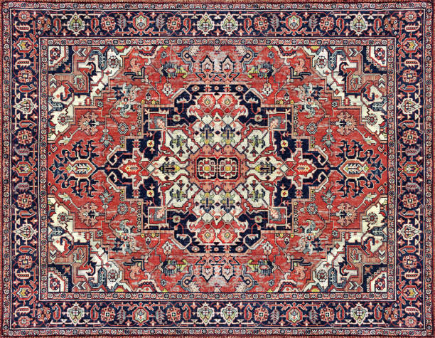 istock Old Persian Carpet Texture, abstract ornament milky blue 1301012509