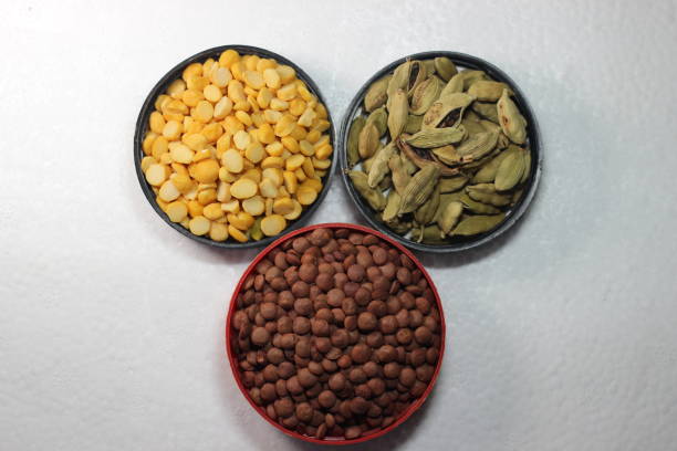 istock Cereals and spices on white background with copy space 1301013078