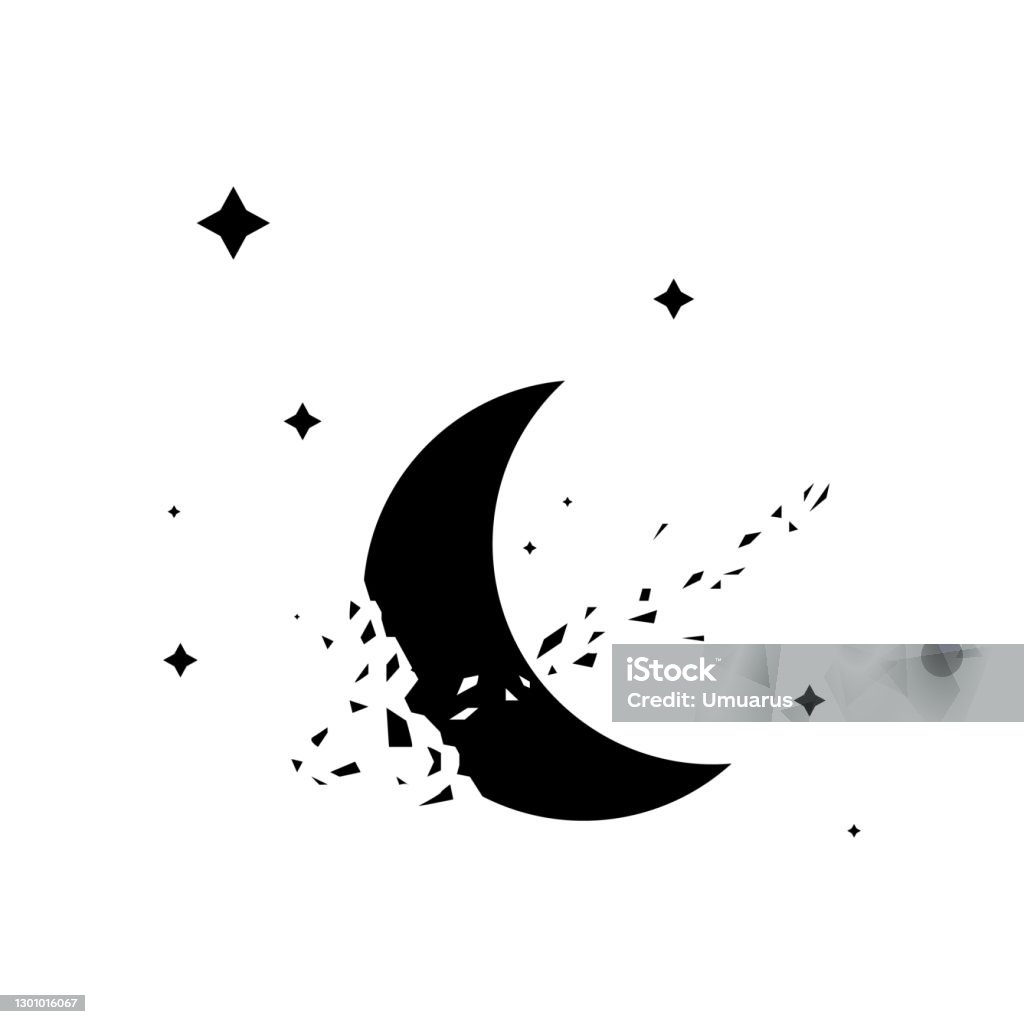Vector Logo On Which An Abstract Image Of An Exploded Moon Stock ...