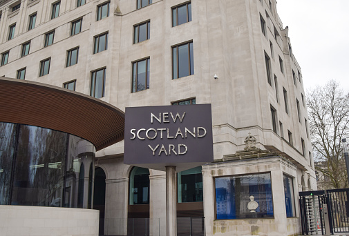 London, United Kingdom - February 6 2021: New Scotland Yard building exterior, daytime view.