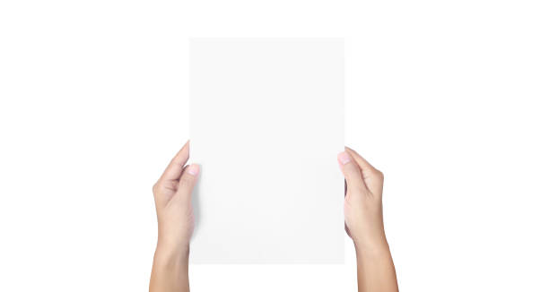 istock Hands holding paper blank for letter paper 1301017375