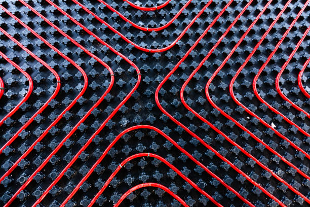 istock Floor heating installation, pipes and pipelines. Interior architecture 1301021297