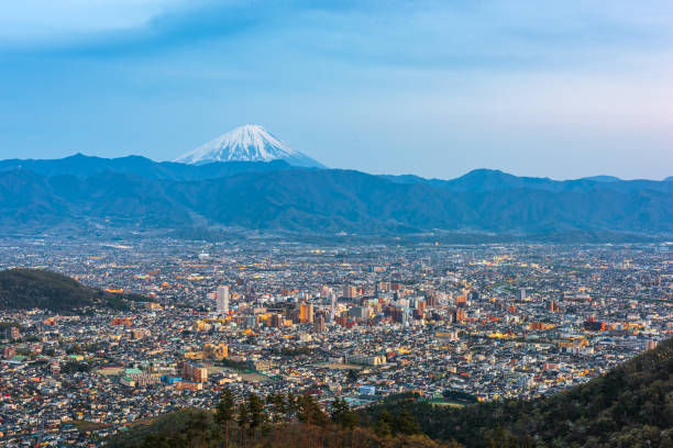 istock Kofu, Japan skyline with Mt. Fuji 1301022682
