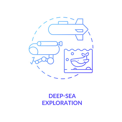 Deep-sea exploration concept icon. CPS usage idea thin line illustration. Predicting tsunamis. Monitoring deep-sea habitat. Underwater observation. Vector isolated outline RGB color drawing