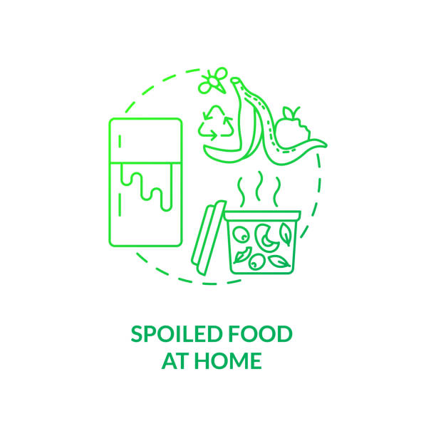 zepsute jedzenie w domu ikona koncepcji - garbage food compost unpleasant smell stock illustrations